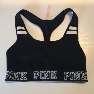 VS Pink Black Logo Bralette